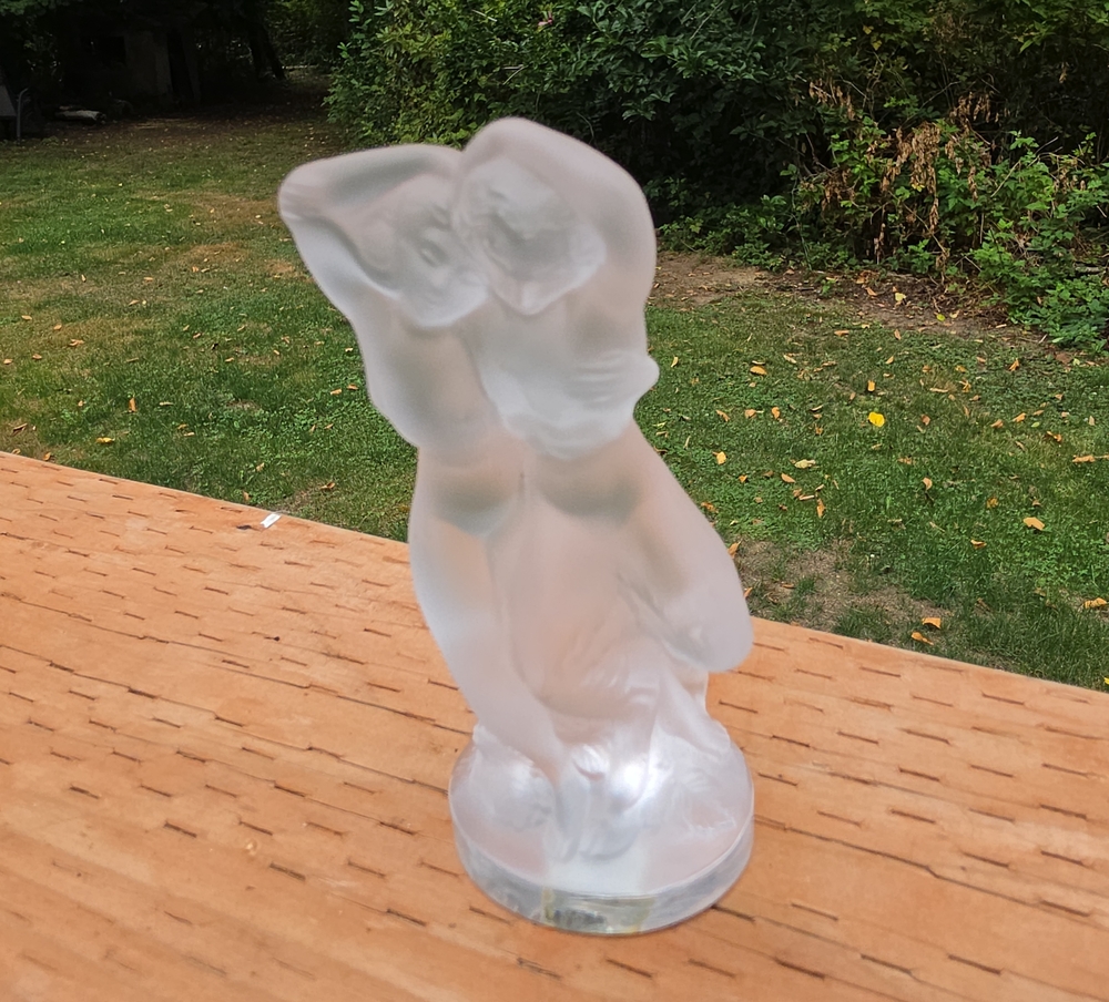 Lalique Crystal Le Faune Sculpture Frosted Signed Marc Lalique Nude Figurine